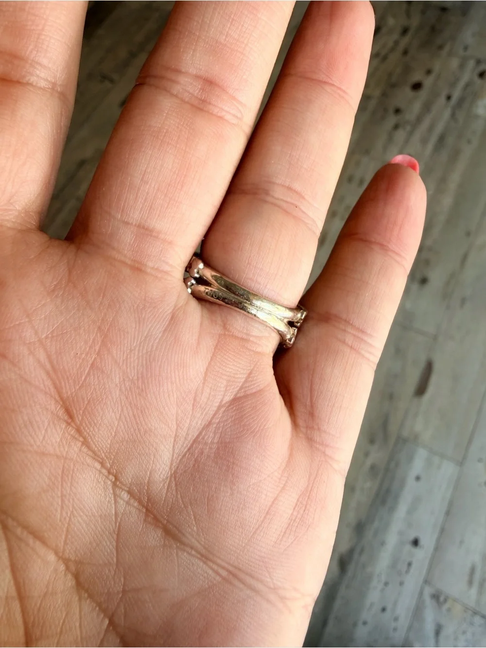 Tous Silver Ring with White Pearl Accent